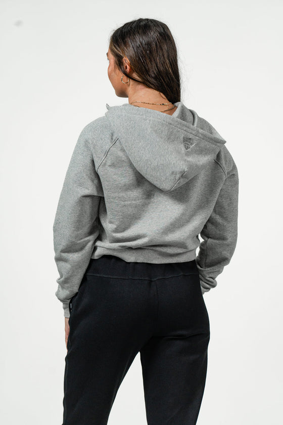 ICE COUGAR Cloud Quarter Zip Cropped Hoodie | Embroidered