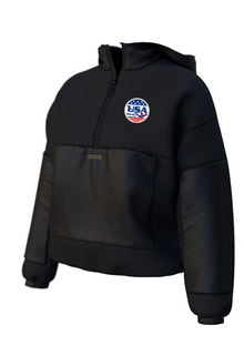  USA BANDY Women's Pullover 1/4 Zip Sherpa Hoodie