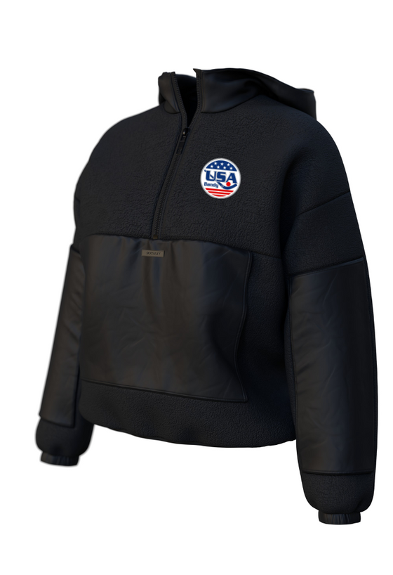 USA BANDY Women's Pullover 1/4 Zip Sherpa Hoodie